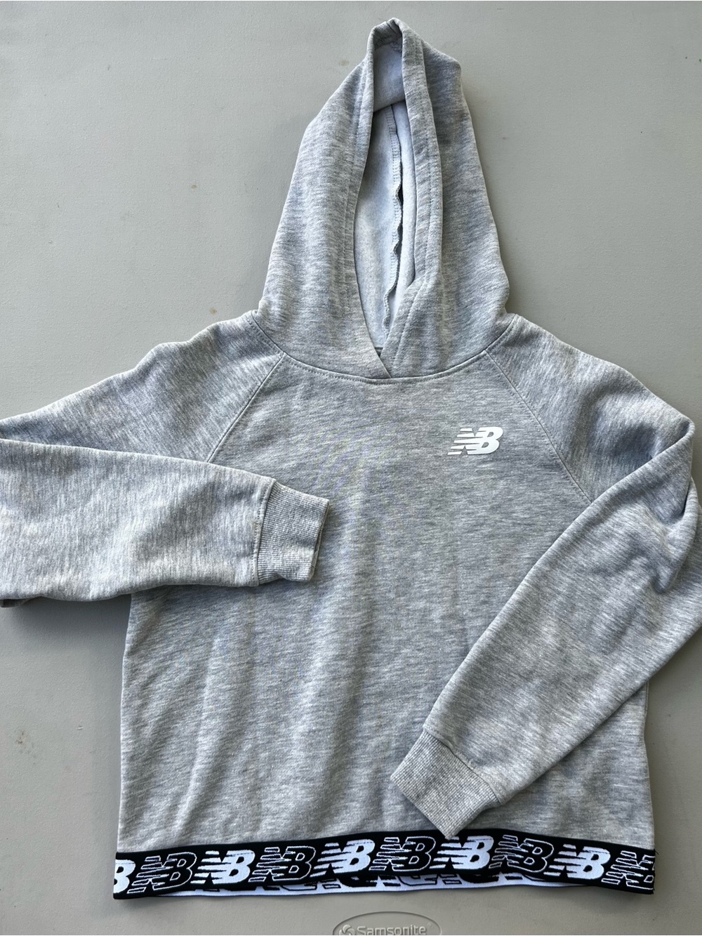New Balance Gray Kids Pullover Hoodie with Logo Hem